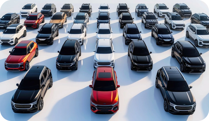EV fleet cars in a lot — fleet charging and battery health on one platform