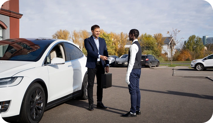 EV rental handover — vehicle charged before the next customer